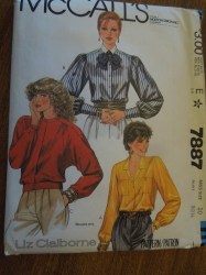 7887 LIZ CLAIBORNE LS BUTTON YOKE / COLLAR BLOUSE PATTERN 14 36''